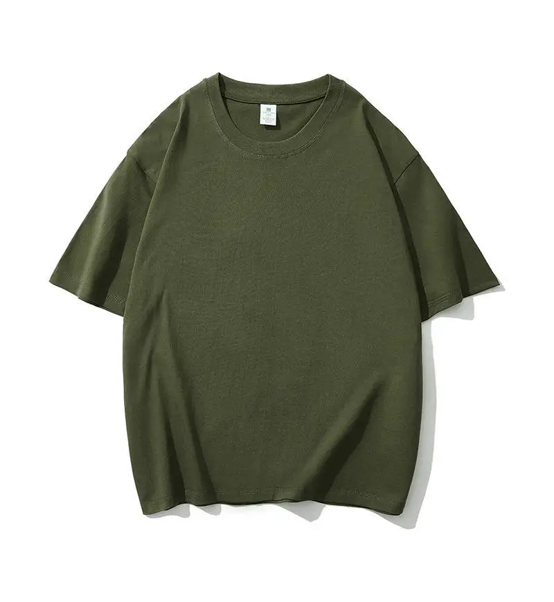 Men Cotton T-Shirt White Loose Fit Round Neck