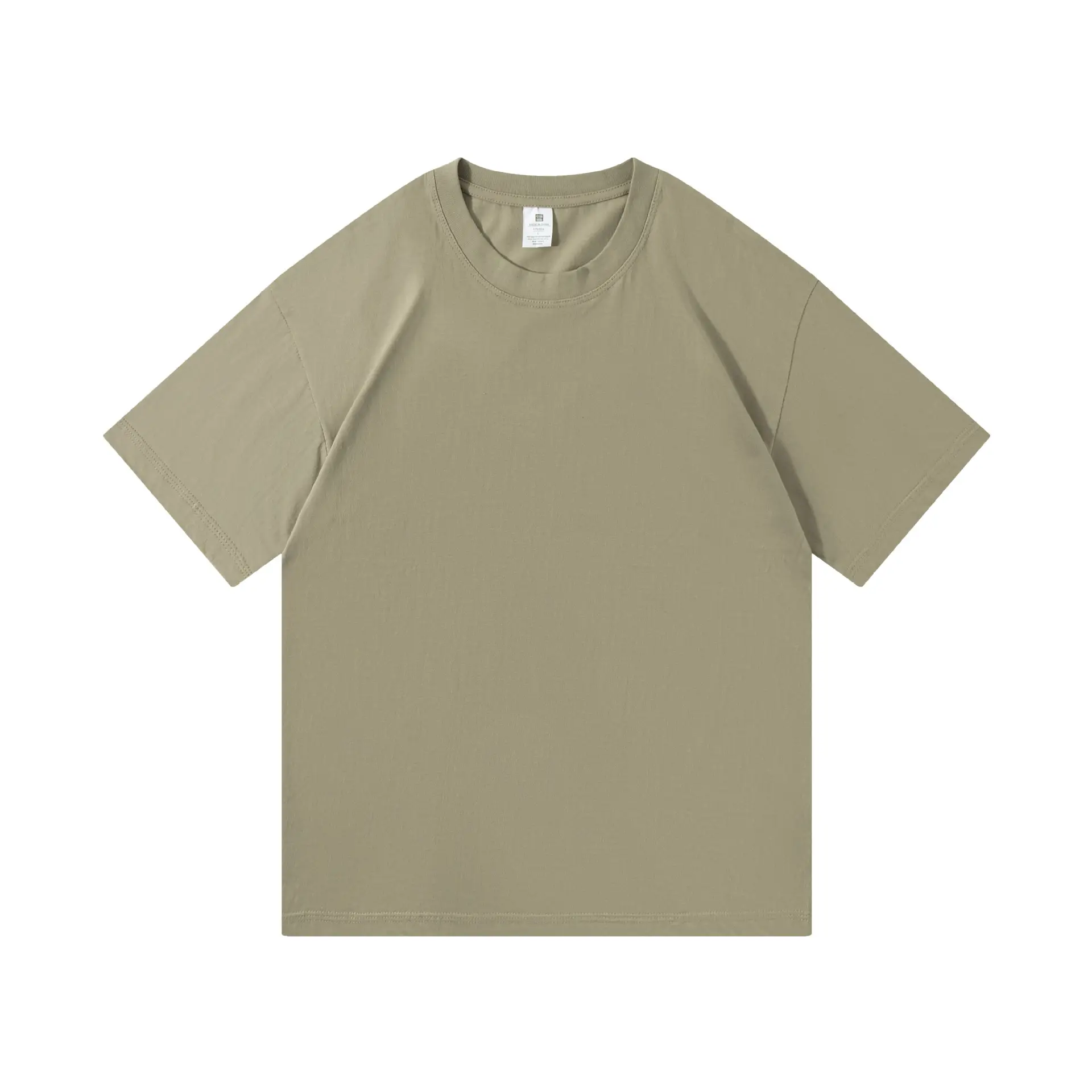 Men Cotton T-Shirt White Loose Fit Round Neck