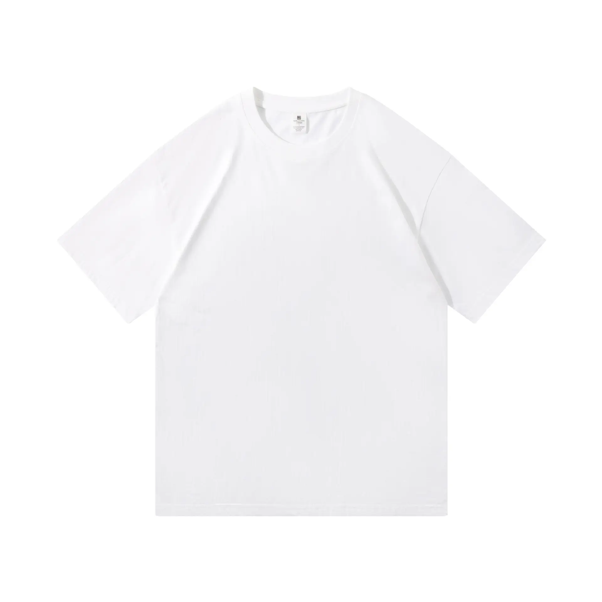 Men Cotton T-Shirt White Loose Fit Round Neck
