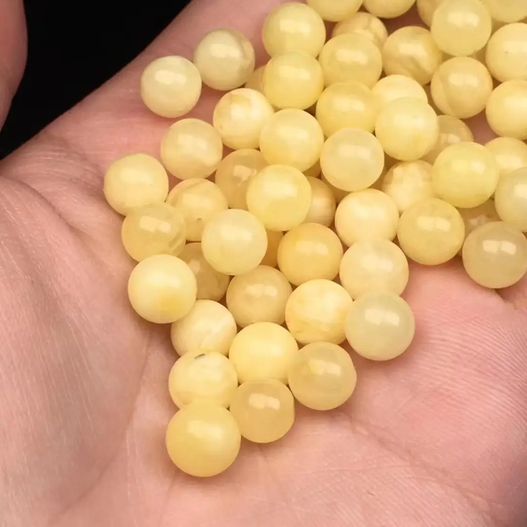 Natural Beeswax Round Beads White Flower Beads