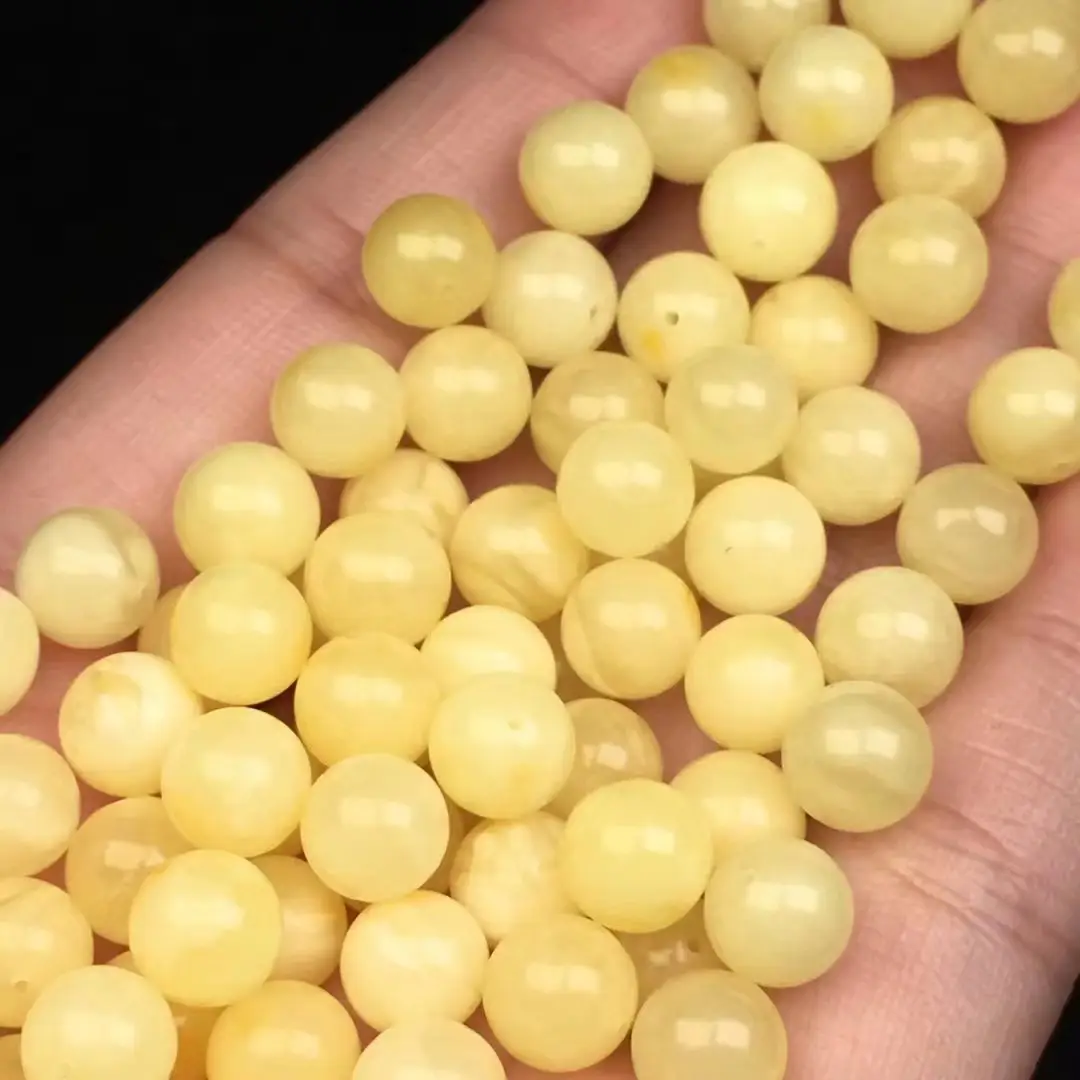 Natural Beeswax Round Beads White Flower Beads
