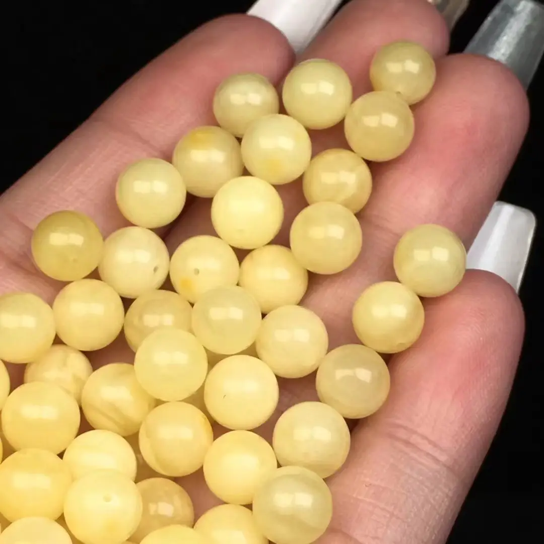 Natural Beeswax Round Beads White Flower Beads