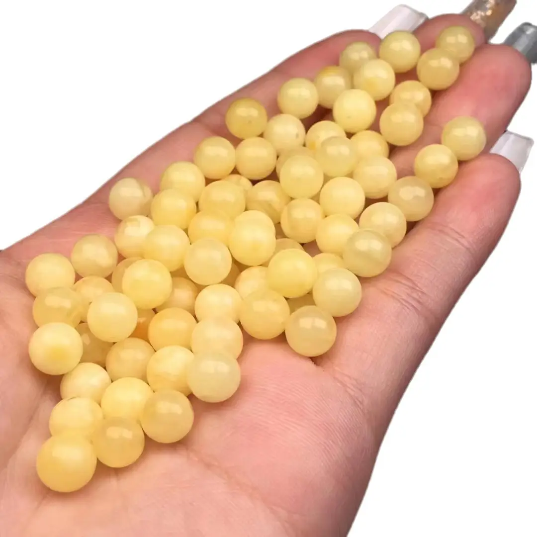 Natural Beeswax Round Beads White Flower Beads