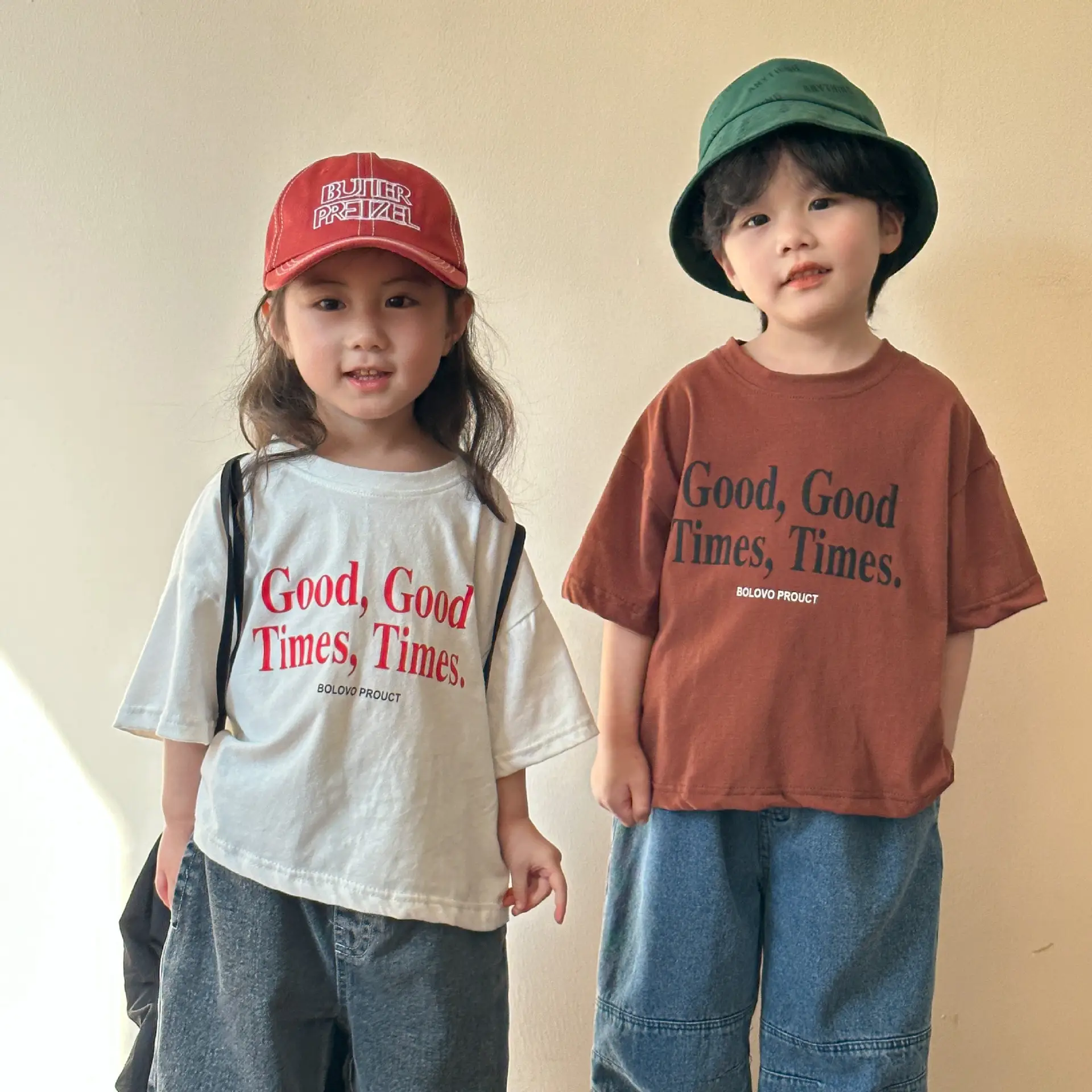 Children's Cotton T-Shirt Brown Good Times Times - Image 3