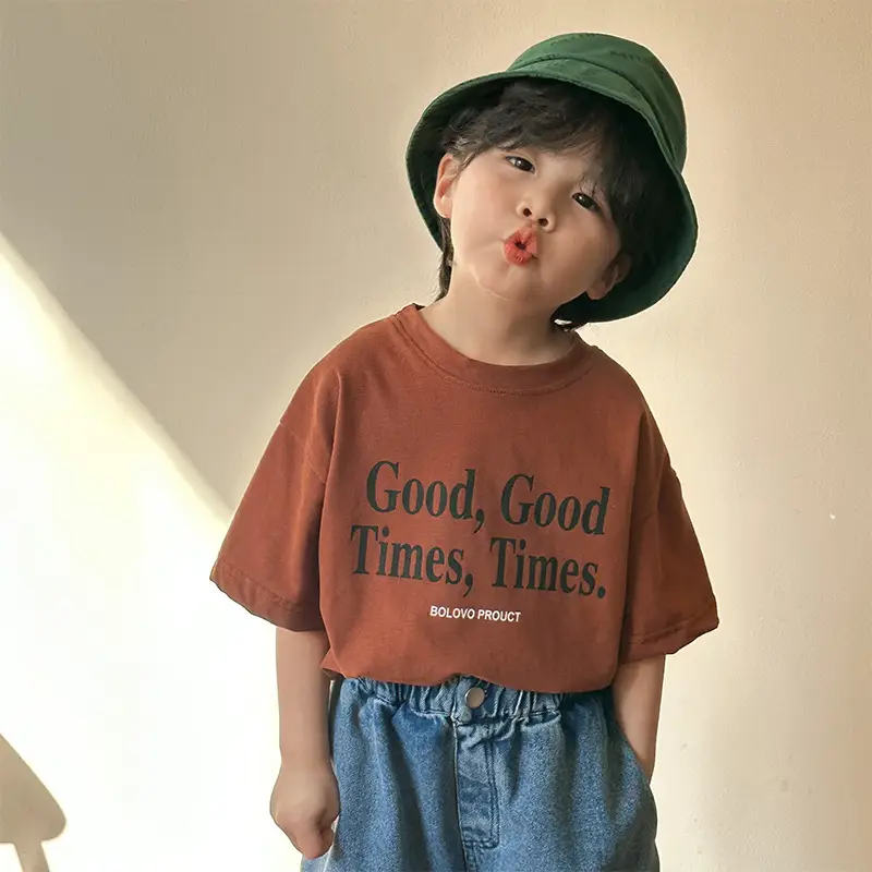 Children's Cotton T-Shirt Brown Good Times Times - Image 2