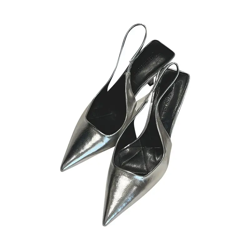 Gold Pointed Toe High Heels for Women 2025 Spring