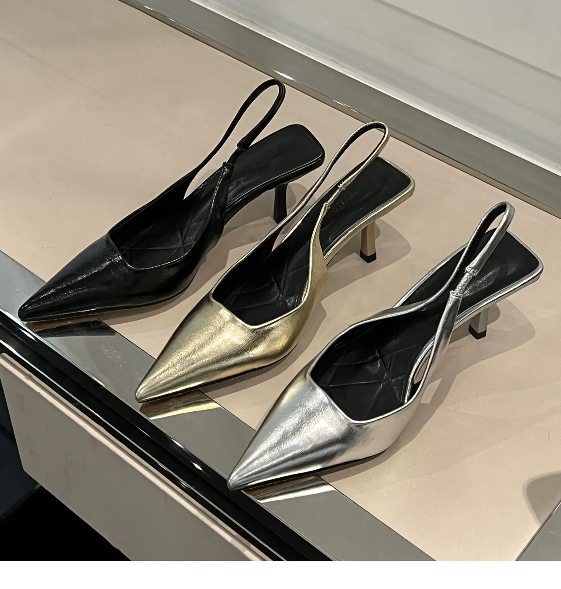 Gold Pointed Toe High Heels for Women 2025 Spring — feature 16