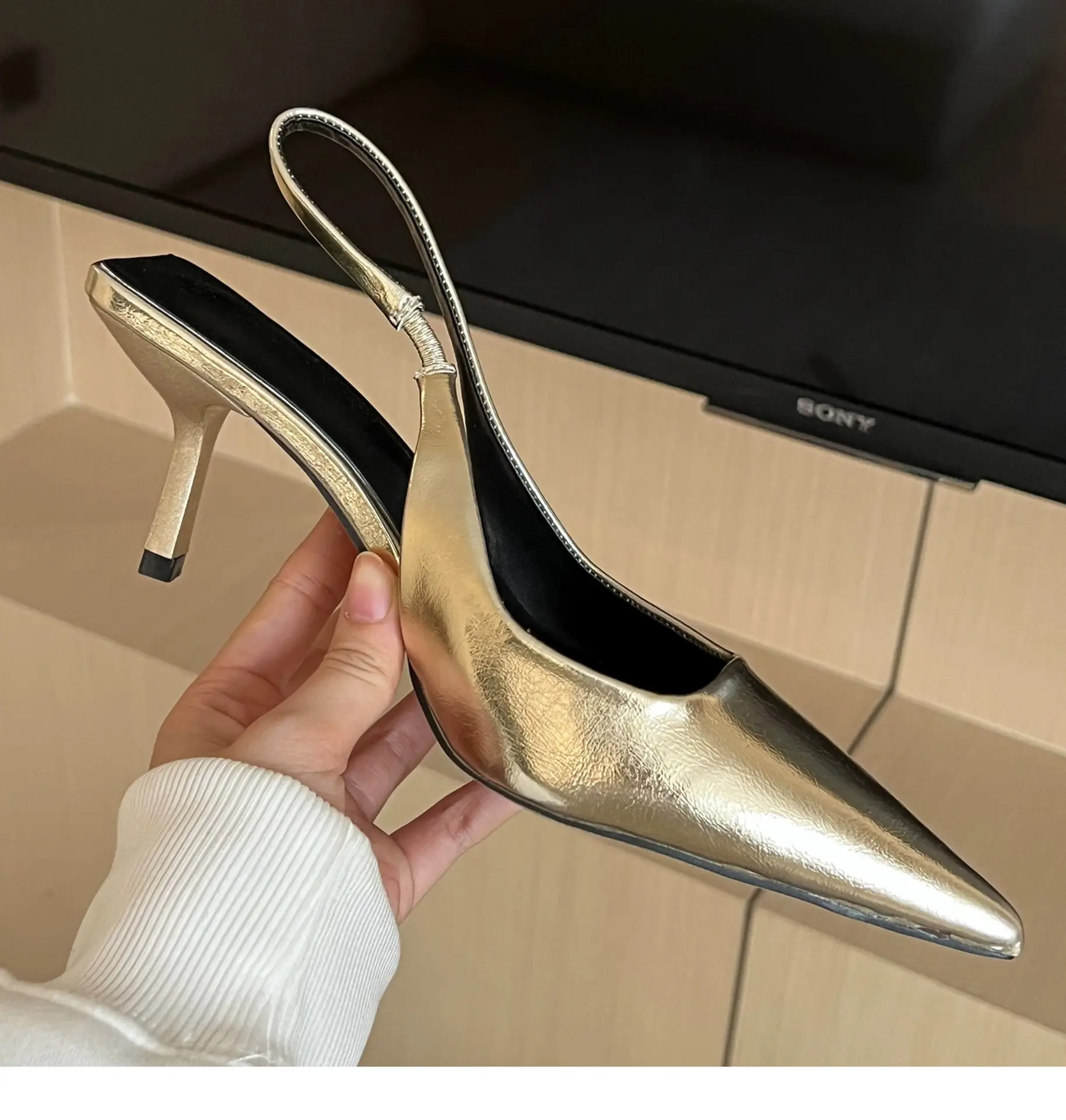 Gold Pointed Toe High Heels for Women 2025 Spring — feature 18