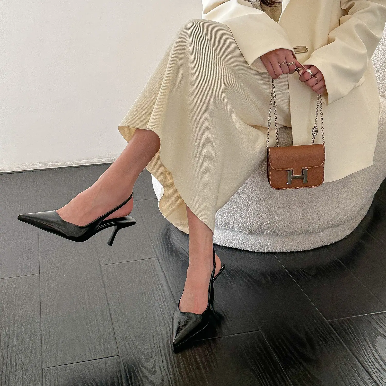 Gold Pointed Toe High Heels for Women 2025 Spring