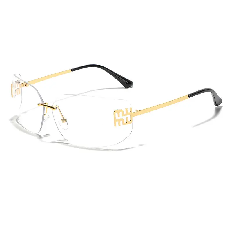 Women Y2K Sunglasses with Curved Lenses & Gold Frame — feature 11