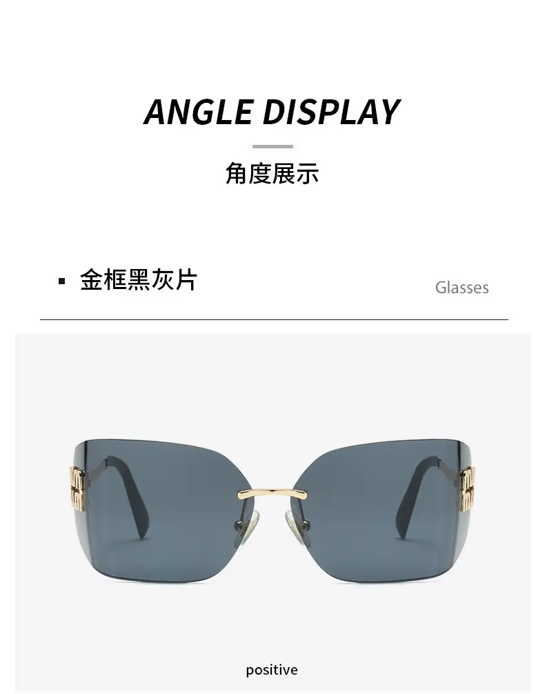 Women Y2K Sunglasses with Curved Lenses & Gold Frame — feature 5