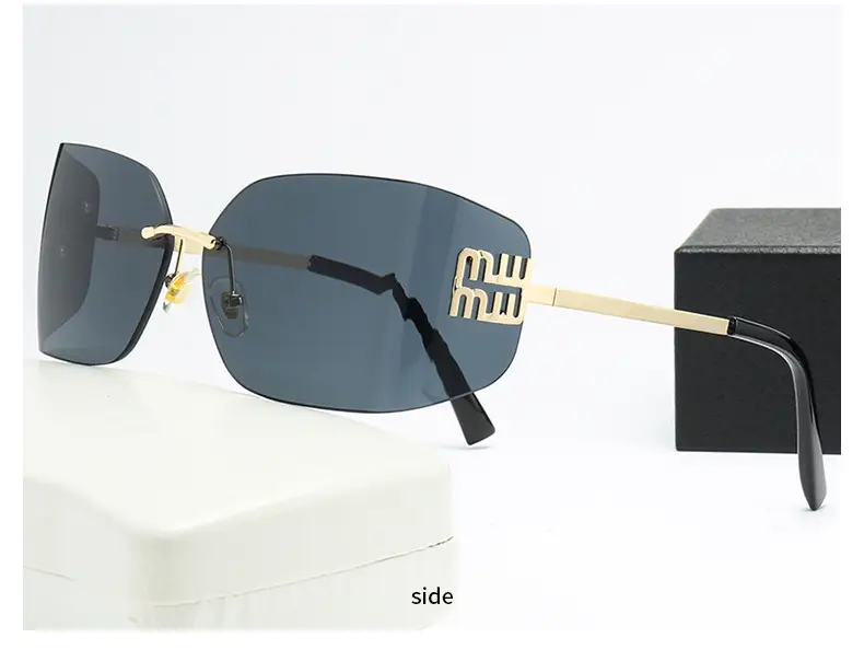Women Y2K Sunglasses with Curved Lenses & Gold Frame — feature 6