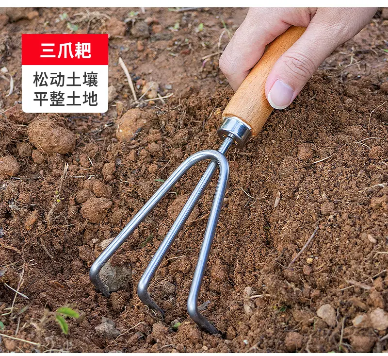 Amazon's Hottest Wooden Handle Stainless Steel Garden Tool Set Gardening Flower Watering Can Garden Gardening Artifact — feature 7
