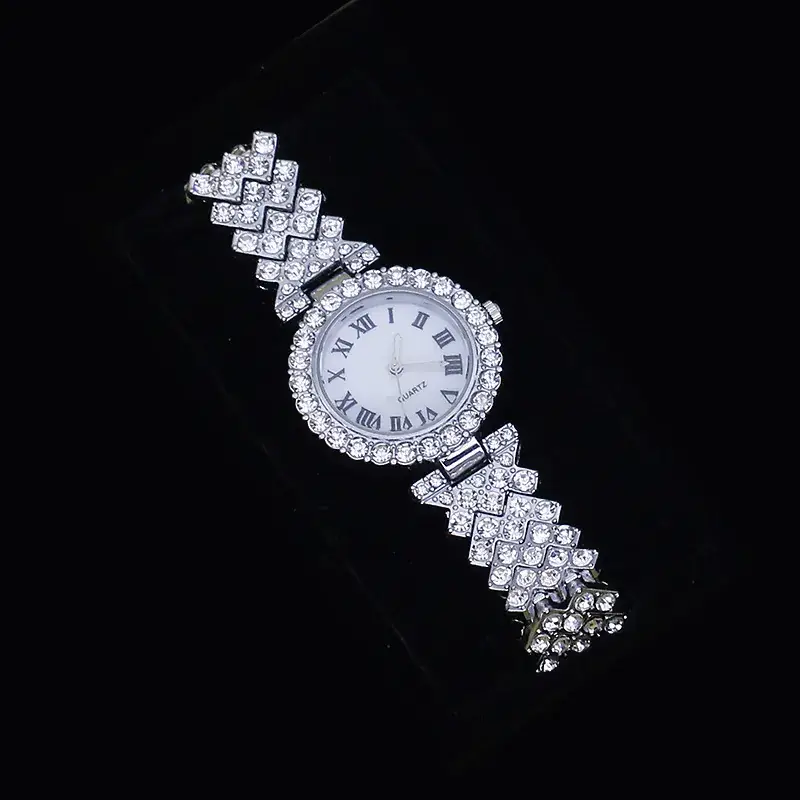 Women's Quartz Watch with Diamond Earrings & Bracelet Set - Image 5