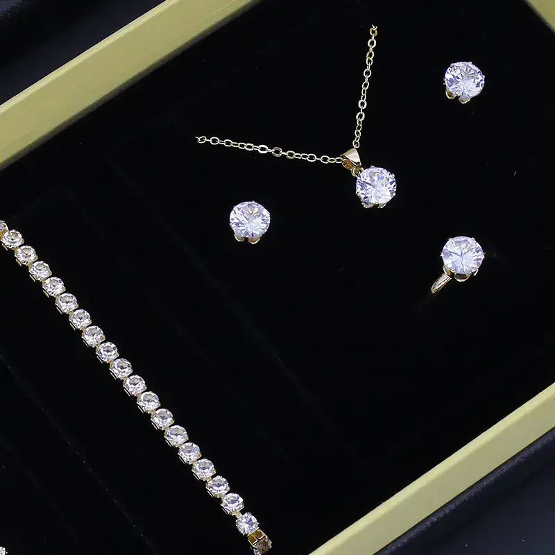 Women's Quartz Watch with Diamond Earrings & Bracelet Set - Image 8