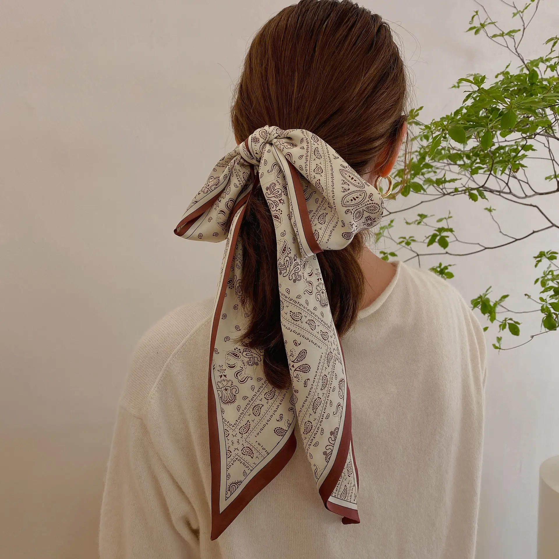 2024 New Cross-border Ribbon Silk Scarf Pointed Long Neck Large Floating Belt Hair Ribbon - Image 41