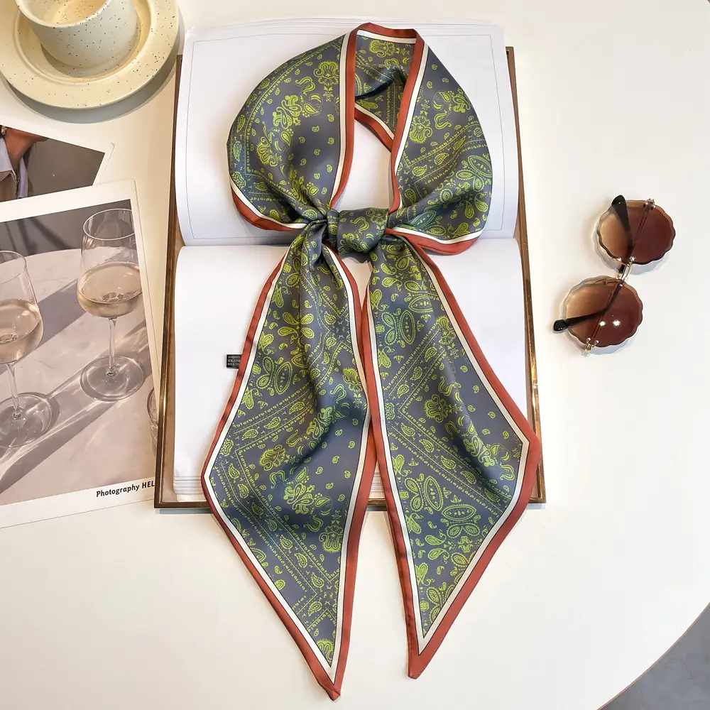 2024 New Cross-border Ribbon Silk Scarf Pointed Long Neck Large Floating Belt Hair Ribbon - Image 3