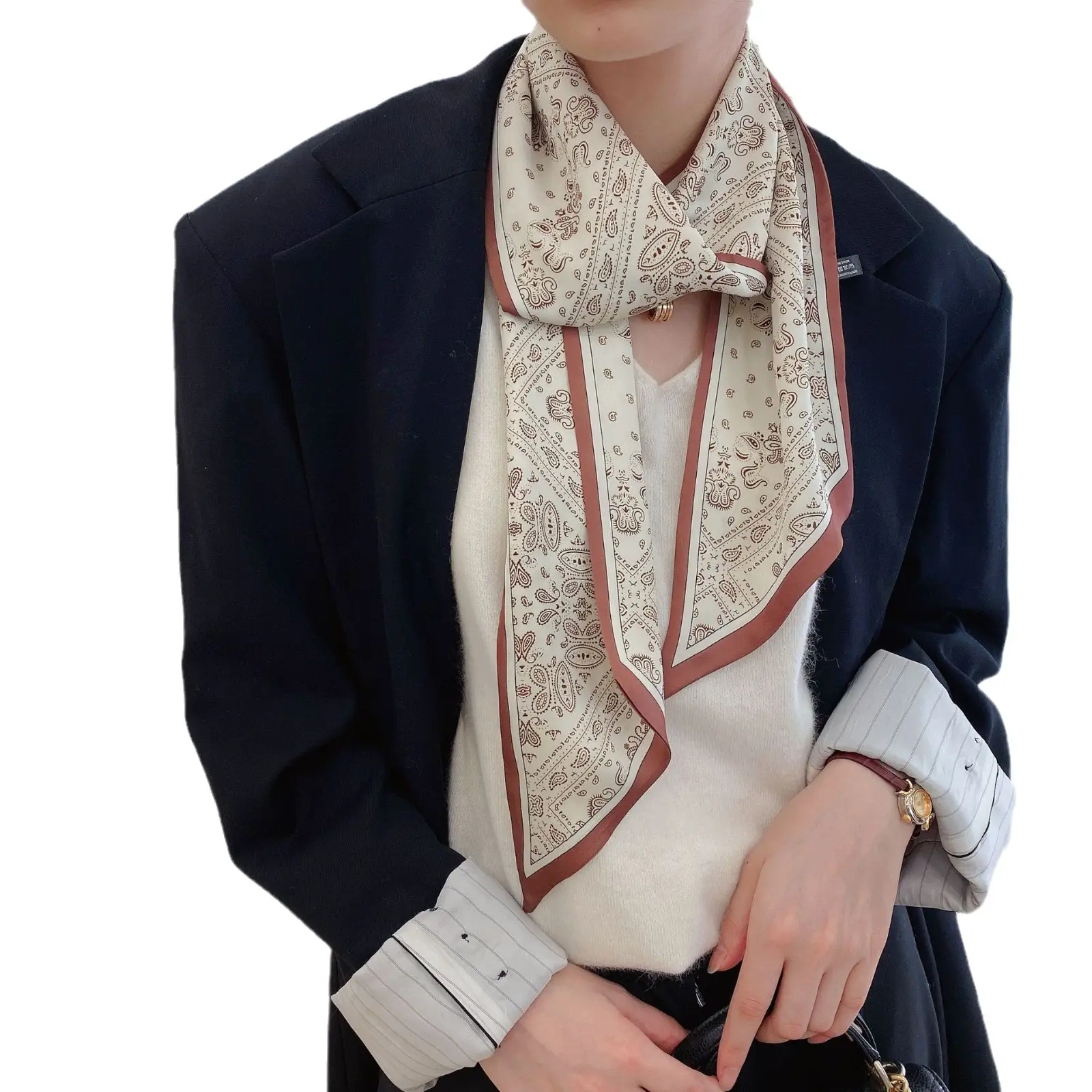 2024 New Cross-border Ribbon Silk Scarf Pointed Long Neck Large Floating Belt Hair Ribbon - Image 42