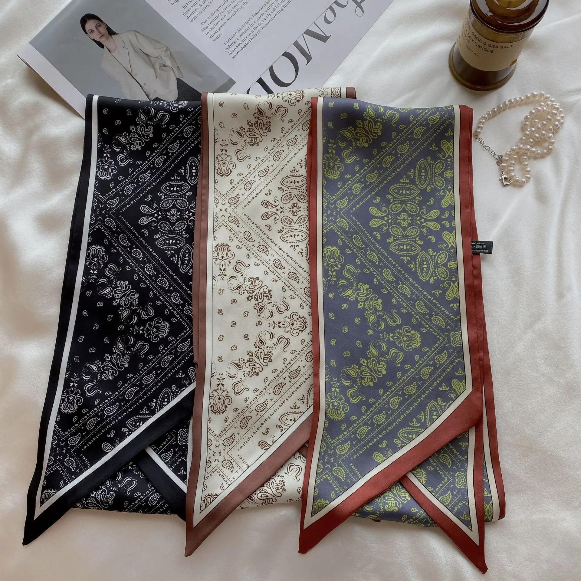 2024 New Cross-border Ribbon Silk Scarf Pointed Long Neck Large Floating Belt Hair Ribbon — feature 10