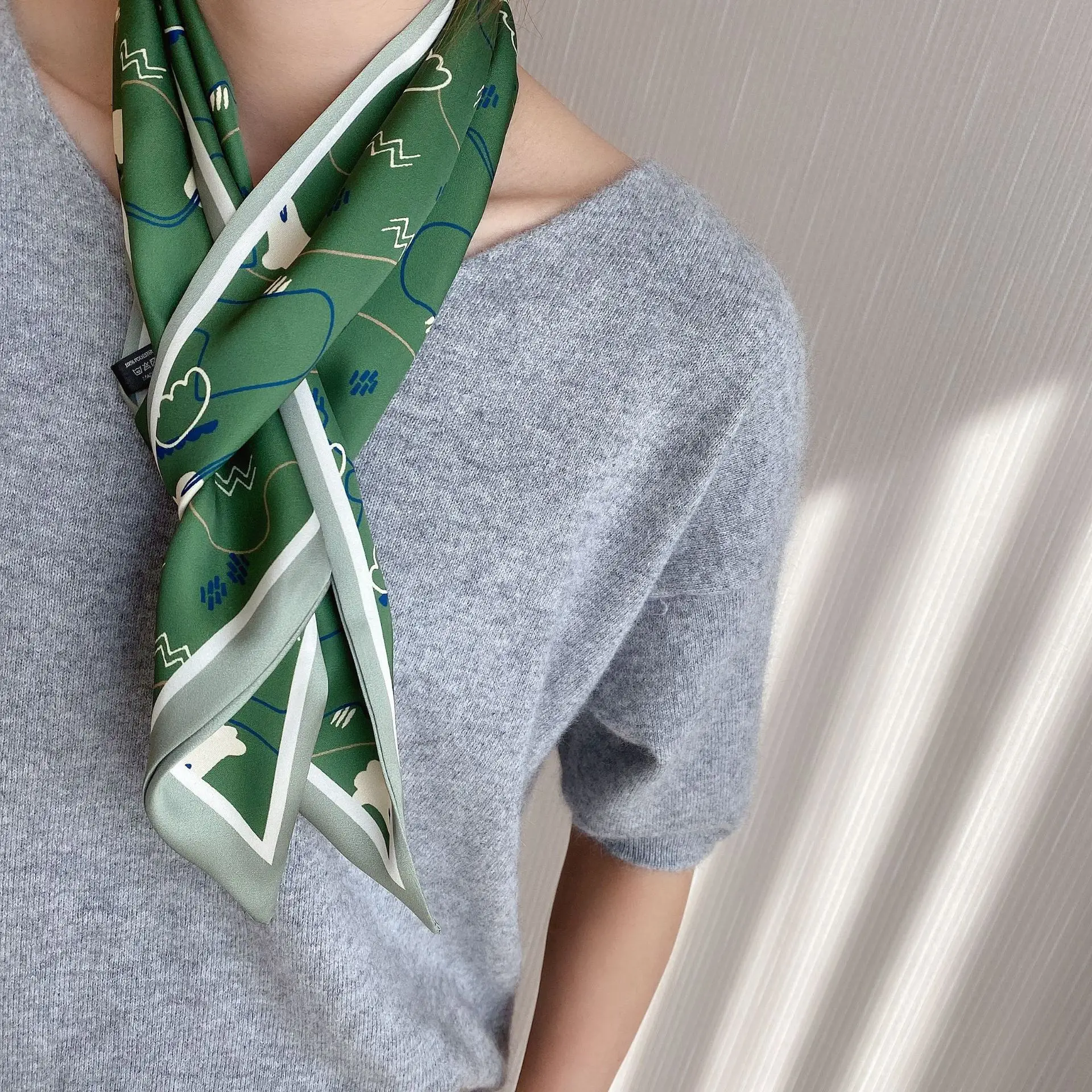 2024 New Cross-border Ribbon Silk Scarf Pointed Long Neck Large Floating Belt Hair Ribbon — feature 34