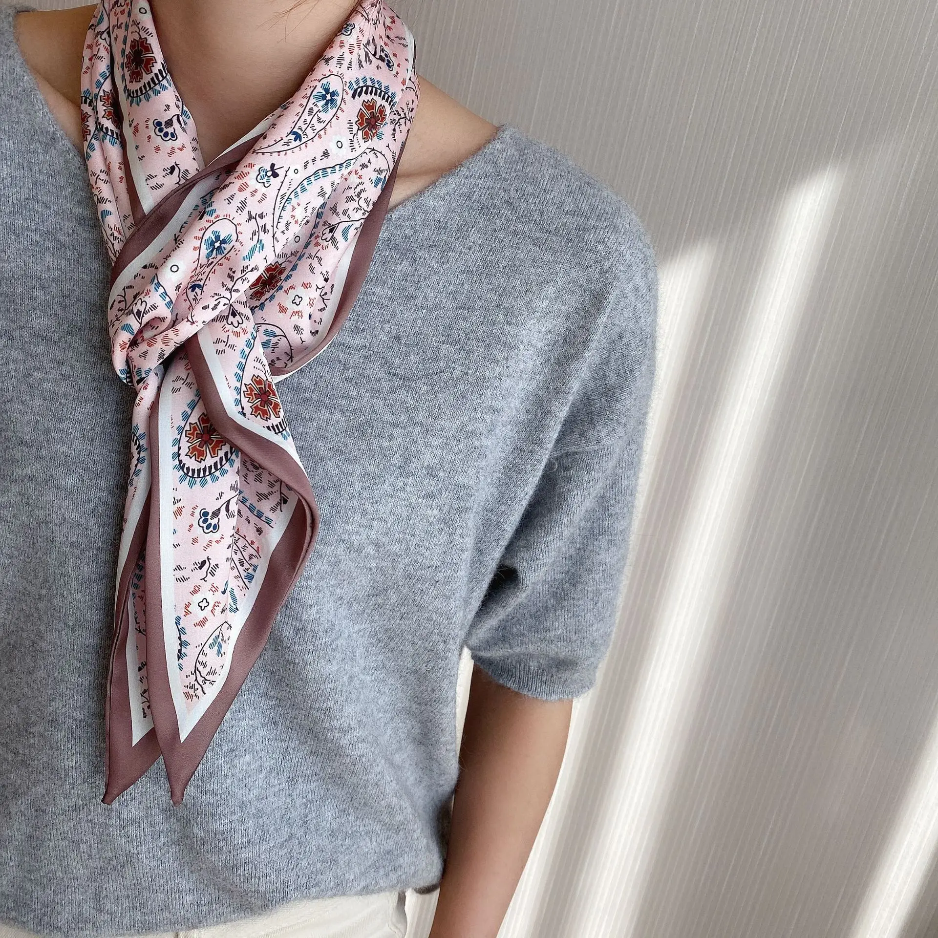 2024 New Cross-border Ribbon Silk Scarf Pointed Long Neck Large Floating Belt Hair Ribbon - Image 10