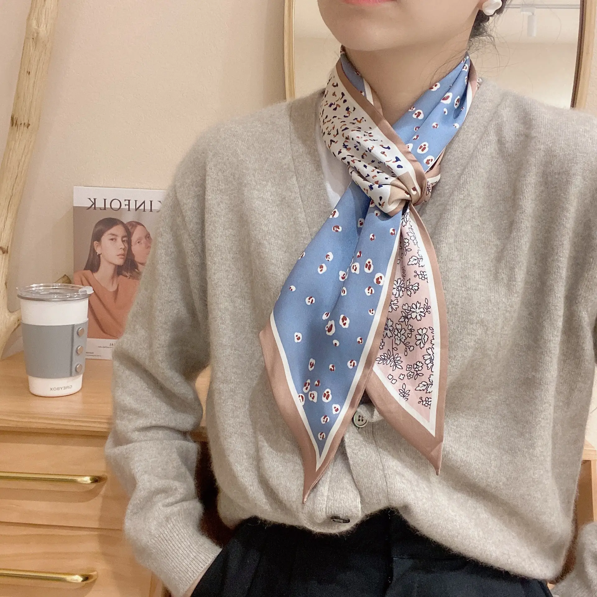 2024 New Cross-border Ribbon Silk Scarf Pointed Long Neck Large Floating Belt Hair Ribbon - Image 13