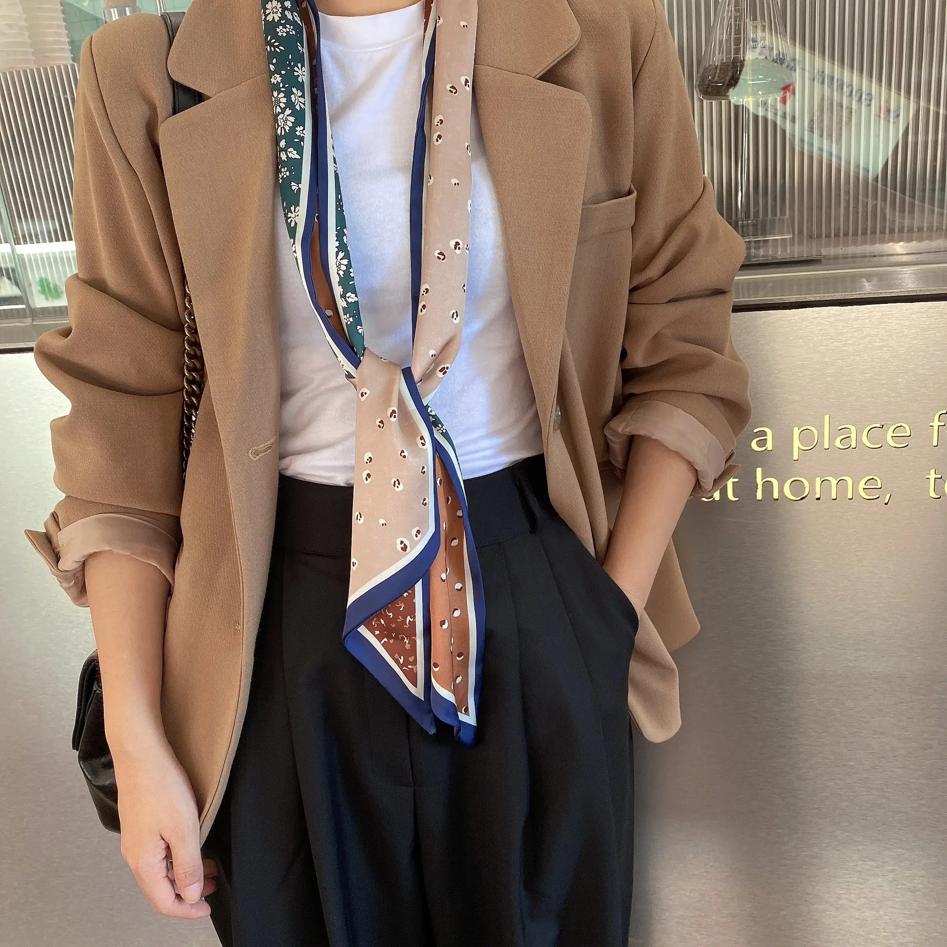 2024 New Cross-border Ribbon Silk Scarf Pointed Long Neck Large Floating Belt Hair Ribbon - Image 14