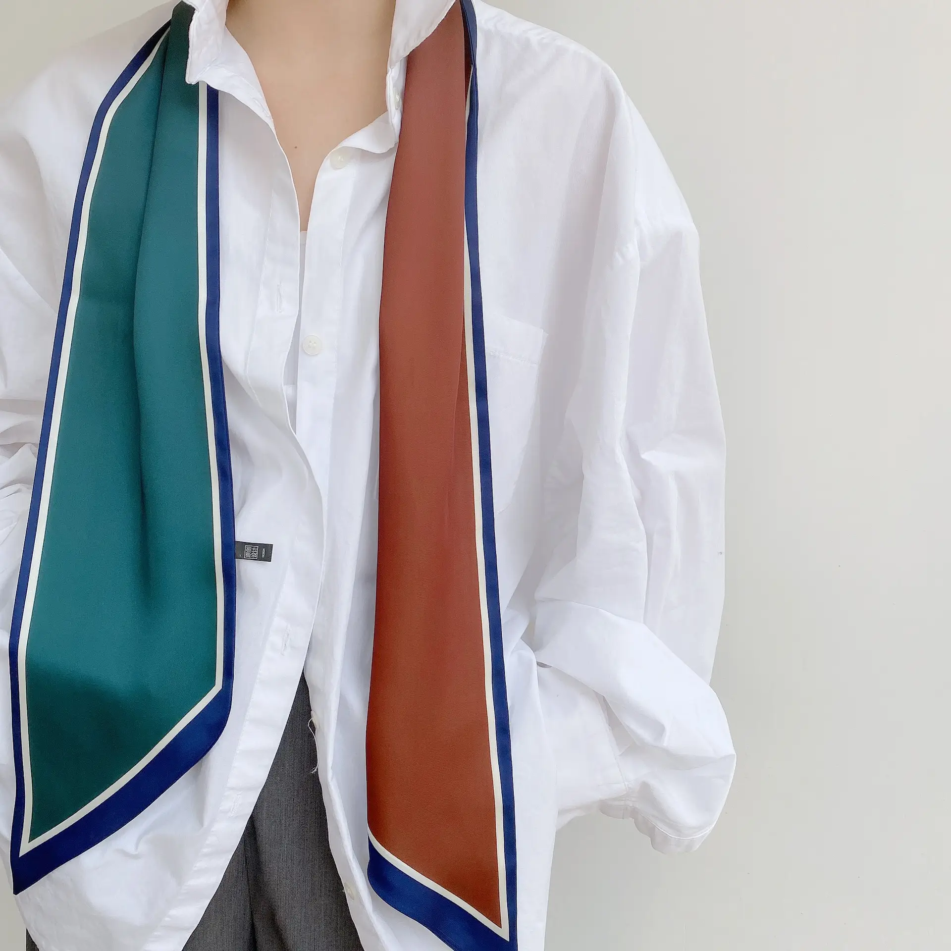 2024 New Cross-border Ribbon Silk Scarf Pointed Long Neck Large Floating Belt Hair Ribbon - Image 15