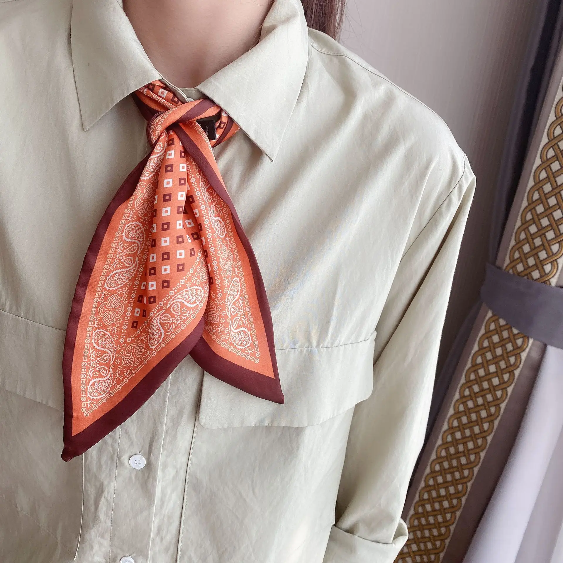 2024 New Cross-border Ribbon Silk Scarf Pointed Long Neck Large Floating Belt Hair Ribbon - Image 18