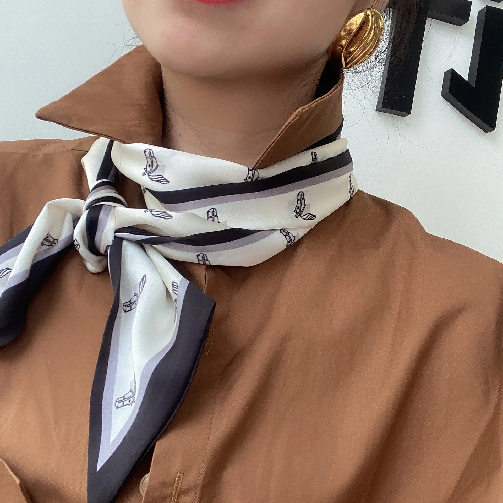 2024 New Cross-border Ribbon Silk Scarf Pointed Long Neck Large Floating Belt Hair Ribbon - Image 22