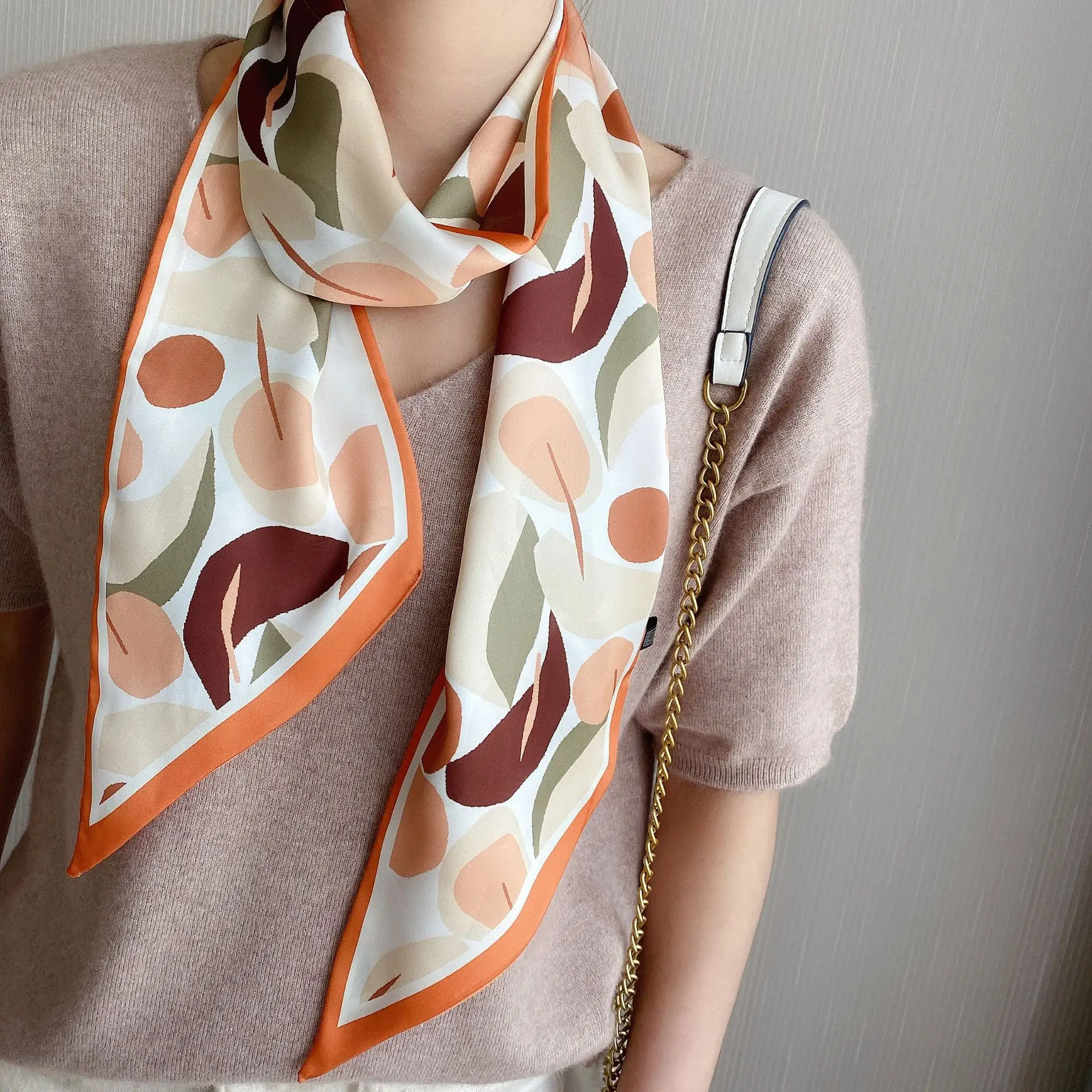 2024 New Cross-border Ribbon Silk Scarf Pointed Long Neck Large Floating Belt Hair Ribbon - Image 26