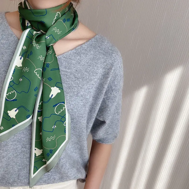 2024 New Cross-border Ribbon Silk Scarf Pointed Long Neck Large Floating Belt Hair Ribbon - Image 30
