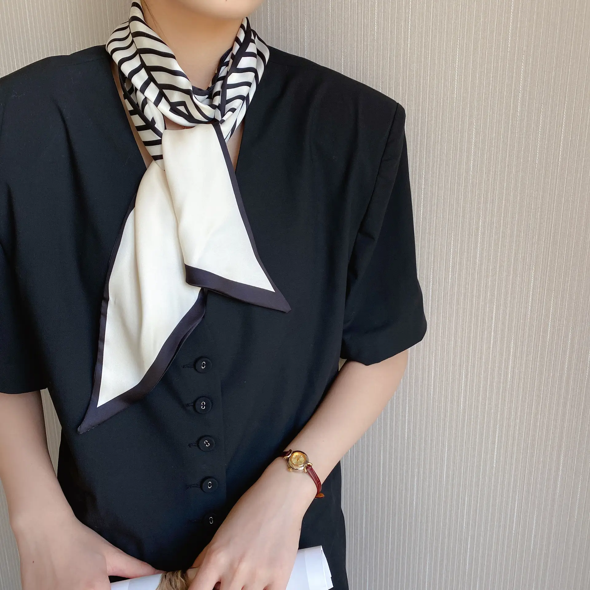 2024 New Cross-border Ribbon Silk Scarf Pointed Long Neck Large Floating Belt Hair Ribbon - Image 33