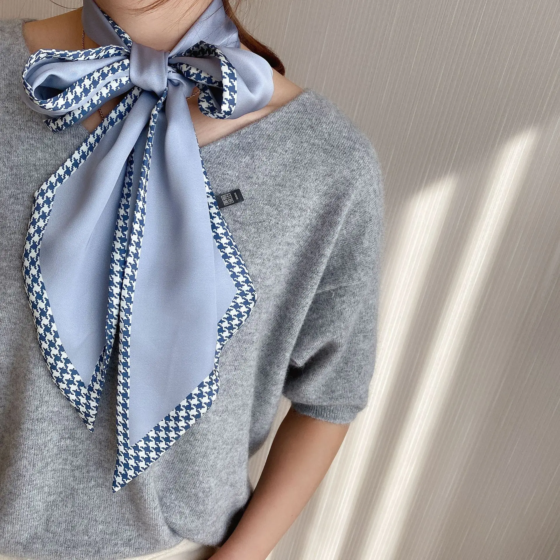 2024 New Cross-border Ribbon Silk Scarf Pointed Long Neck Large Floating Belt Hair Ribbon - Image 37