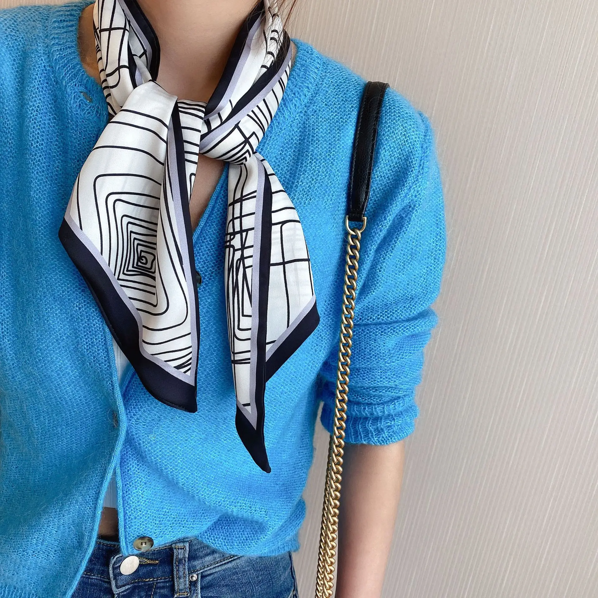 2024 New Cross-border Ribbon Silk Scarf Pointed Long Neck Large Floating Belt Hair Ribbon - Image 38