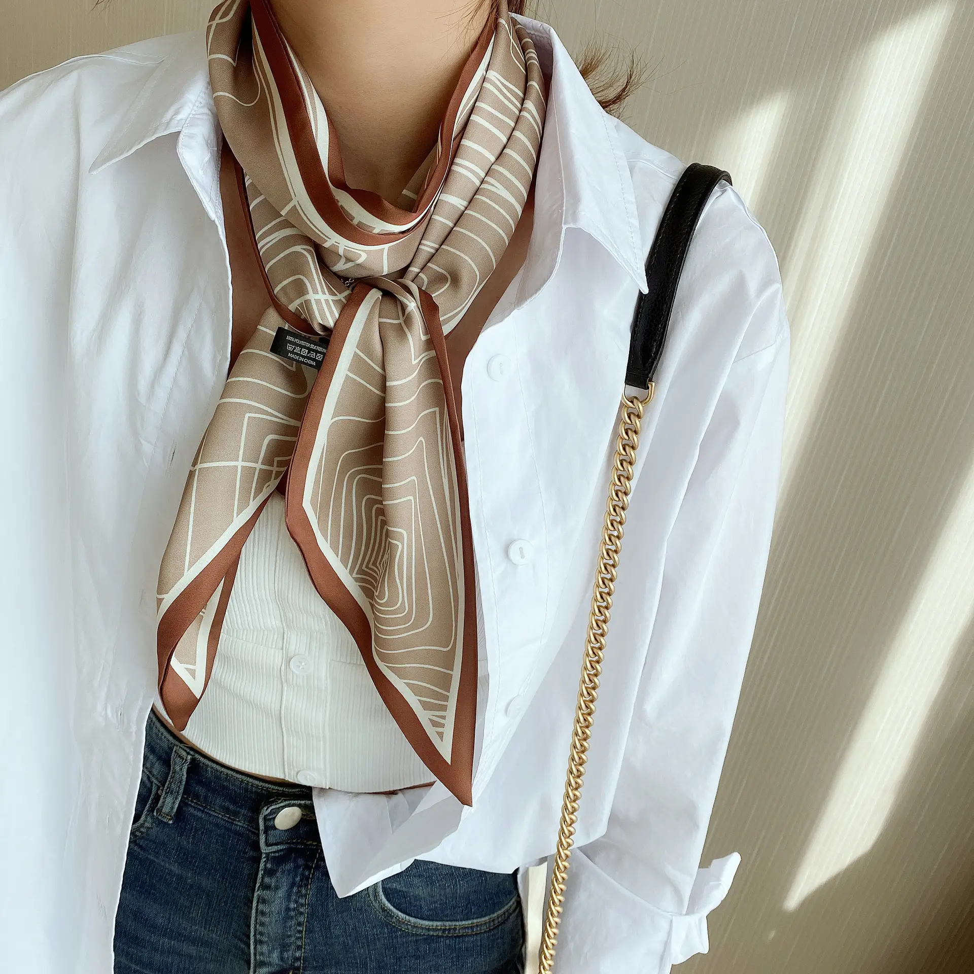 2024 New Cross-border Ribbon Silk Scarf Pointed Long Neck Large Floating Belt Hair Ribbon - Image 39