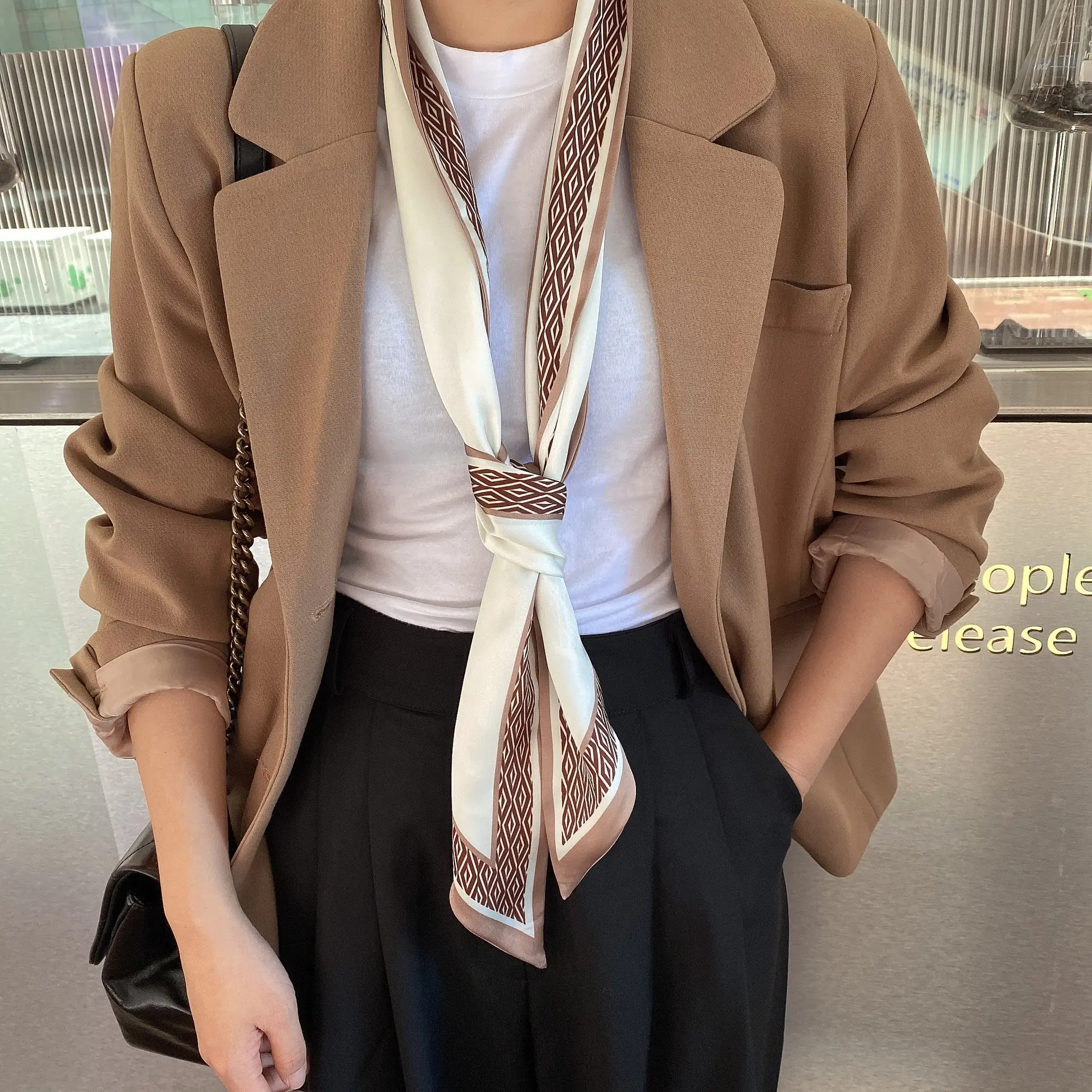 2024 New Cross-border Ribbon Silk Scarf Pointed Long Neck Large Floating Belt Hair Ribbon - Image 5