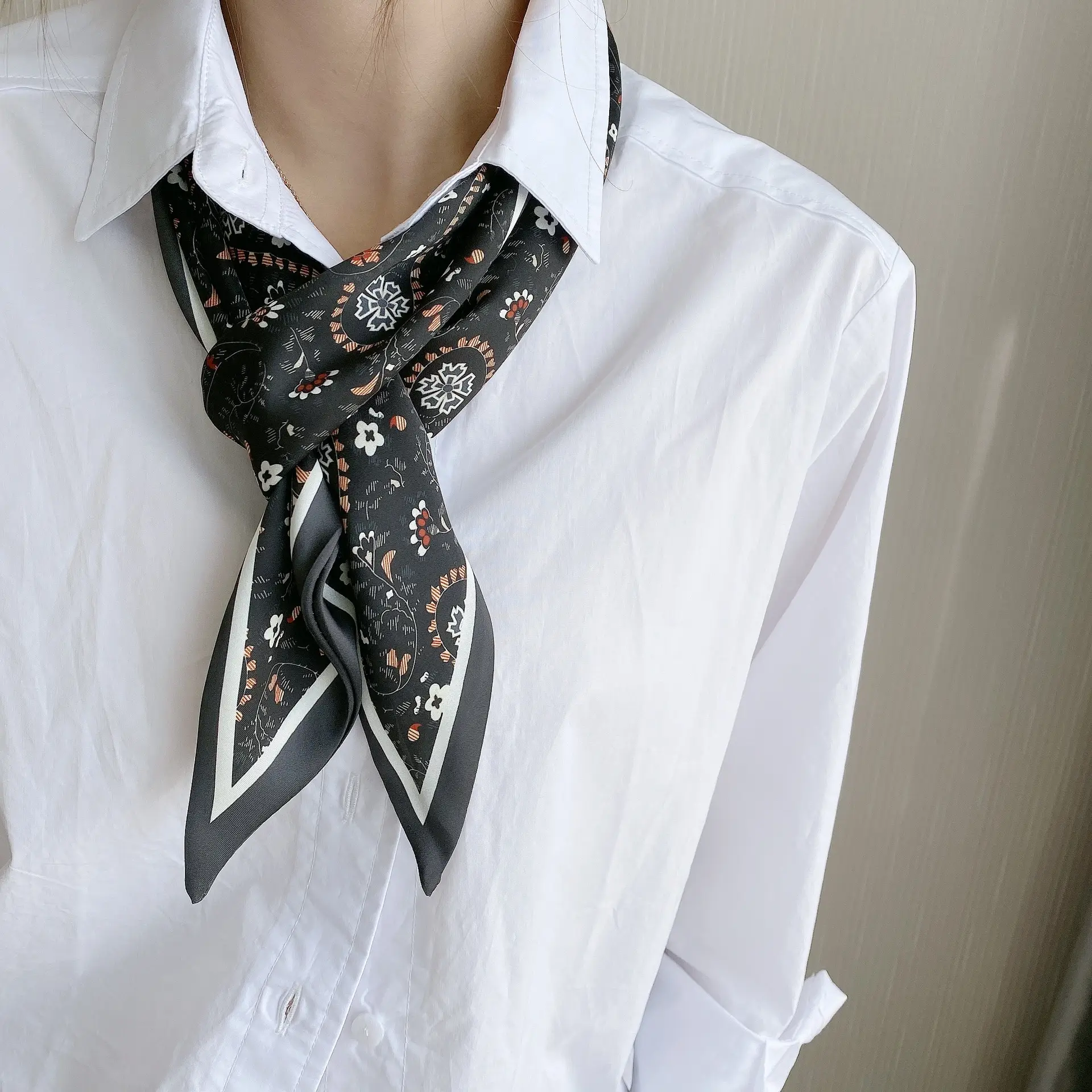 2024 New Cross-border Ribbon Silk Scarf Pointed Long Neck Large Floating Belt Hair Ribbon - Image 8