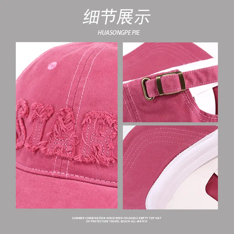 Women Embroidered Baseball Cap Dark Grey Wide Brim - Image 9