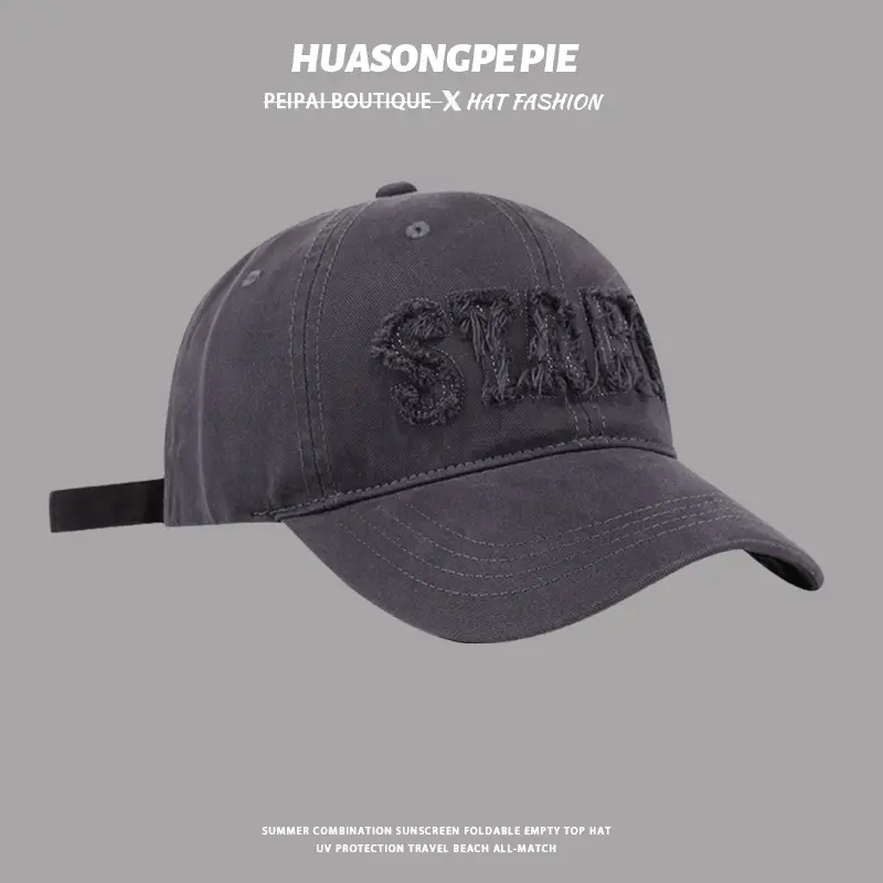 Women Embroidered Baseball Cap Dark Grey Wide Brim - Image 4