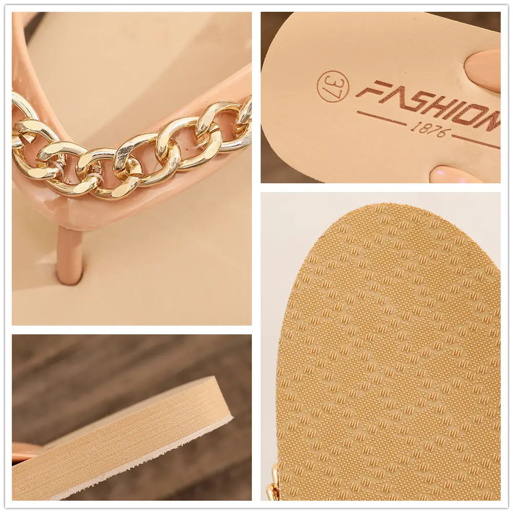 Summer Beach Shoes Cross-border New Fashion Flats Flip-flops Women's Chain European and American Cross-border Export Women's Slippers Outer Wear - Image 9