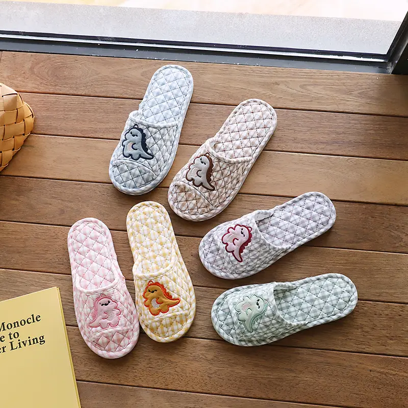 Cross-border cotton fabric couple slippers men's and women's shoes Spring and Autumn home indoor thickened three-layer non-slip mute floor slippers