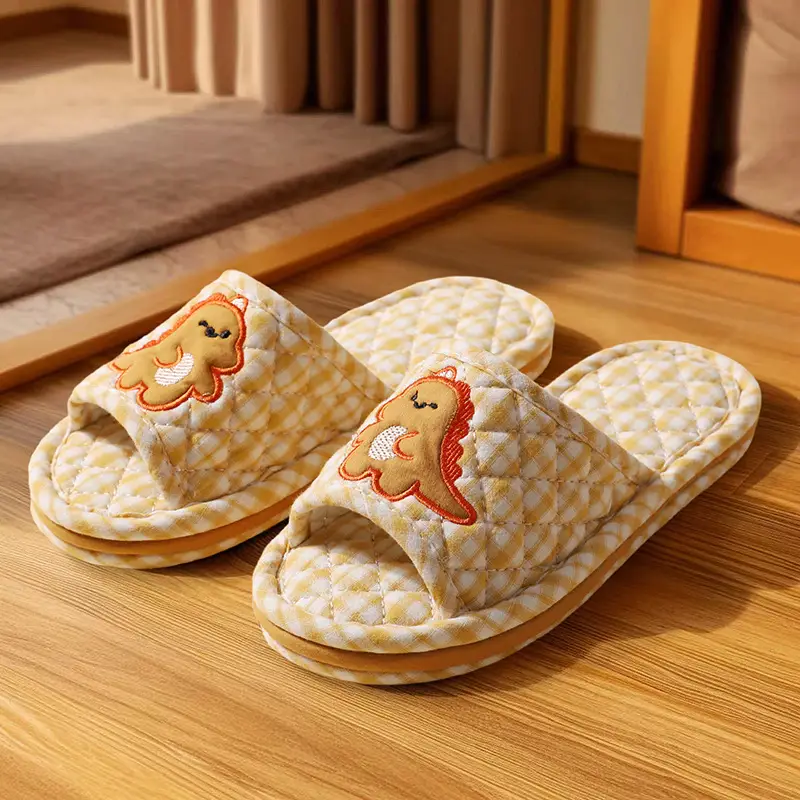 Cross-border cotton fabric couple slippers men's and women's shoes Spring and Autumn home indoor thickened three-layer non-slip mute floor slippers