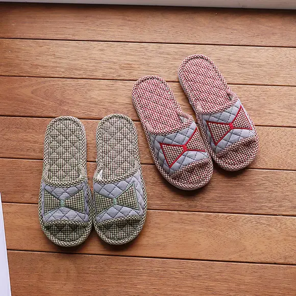 Cross-border cotton fabric couple slippers men's and women's shoes Spring and Autumn home indoor thickened three-layer non-slip mute floor slippers — feature 14