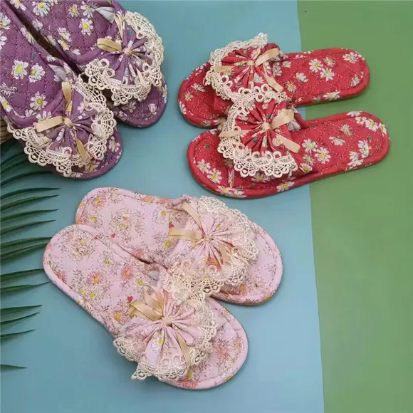Cross-border cotton fabric couple slippers men's and women's shoes Spring and Autumn home indoor thickened three-layer non-slip mute floor slippers — feature 22
