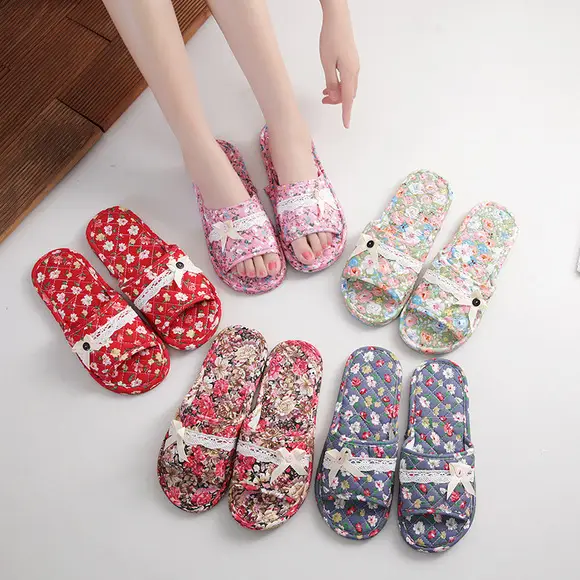 Cross-border cotton fabric couple slippers men's and women's shoes Spring and Autumn home indoor thickened three-layer non-slip mute floor slippers — feature 4