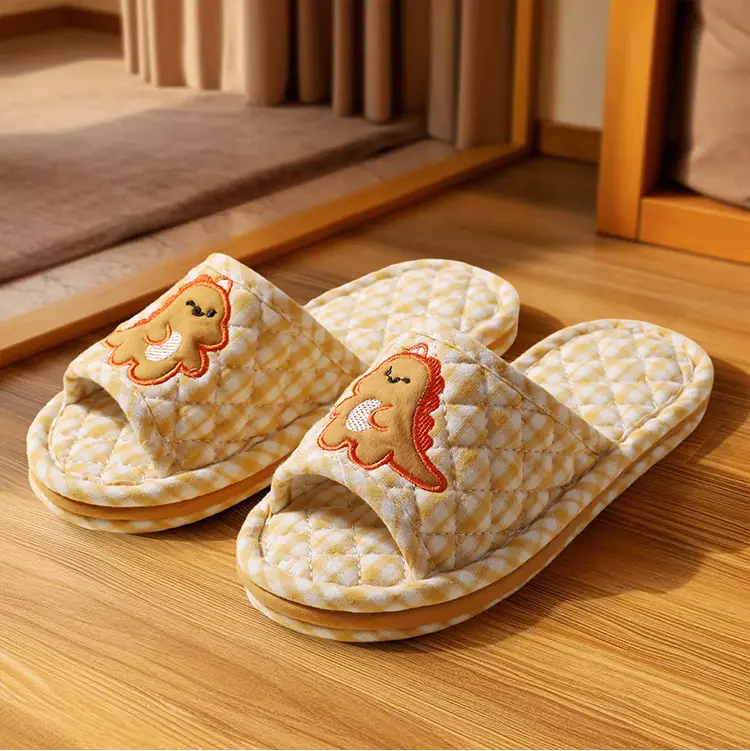 Cross-border cotton fabric couple slippers men's and women's shoes Spring and Autumn home indoor thickened three-layer non-slip mute floor slippers — feature 46