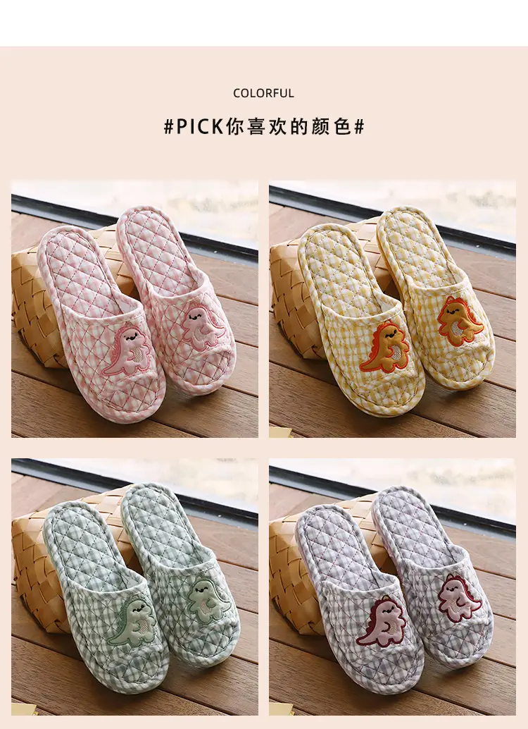 Cross-border cotton fabric couple slippers men's and women's shoes Spring and Autumn home indoor thickened three-layer non-slip mute floor slippers — feature 48