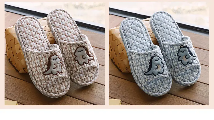 Cross-border cotton fabric couple slippers men's and women's shoes Spring and Autumn home indoor thickened three-layer non-slip mute floor slippers — feature 49