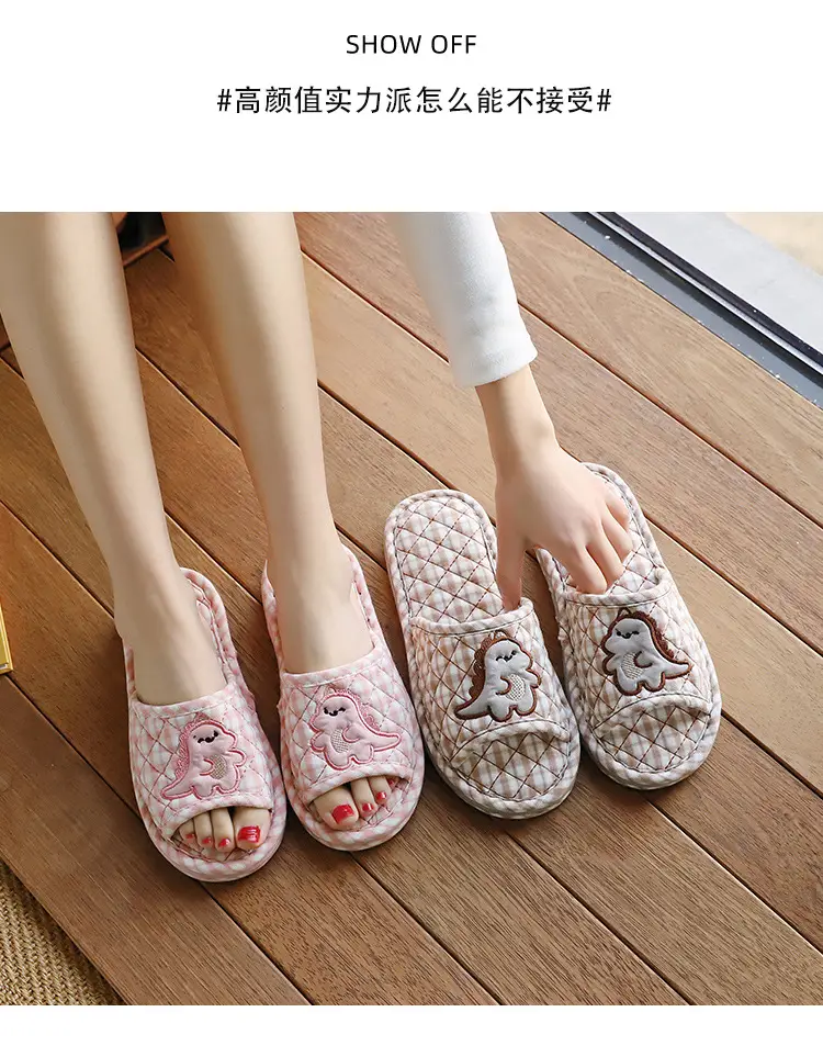 Cross-border cotton fabric couple slippers men's and women's shoes Spring and Autumn home indoor thickened three-layer non-slip mute floor slippers — feature 54